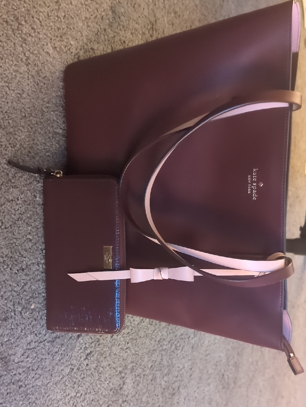 Kate Spade Burgandy Matching Purse/Wallet Set